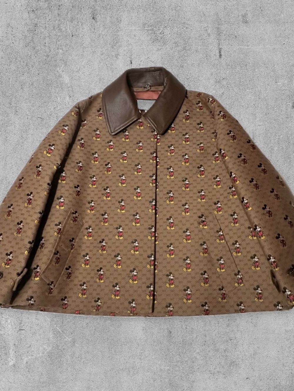 Gucci x Disney Mickey Mouse GG Jacquard Leather Collar Jacket